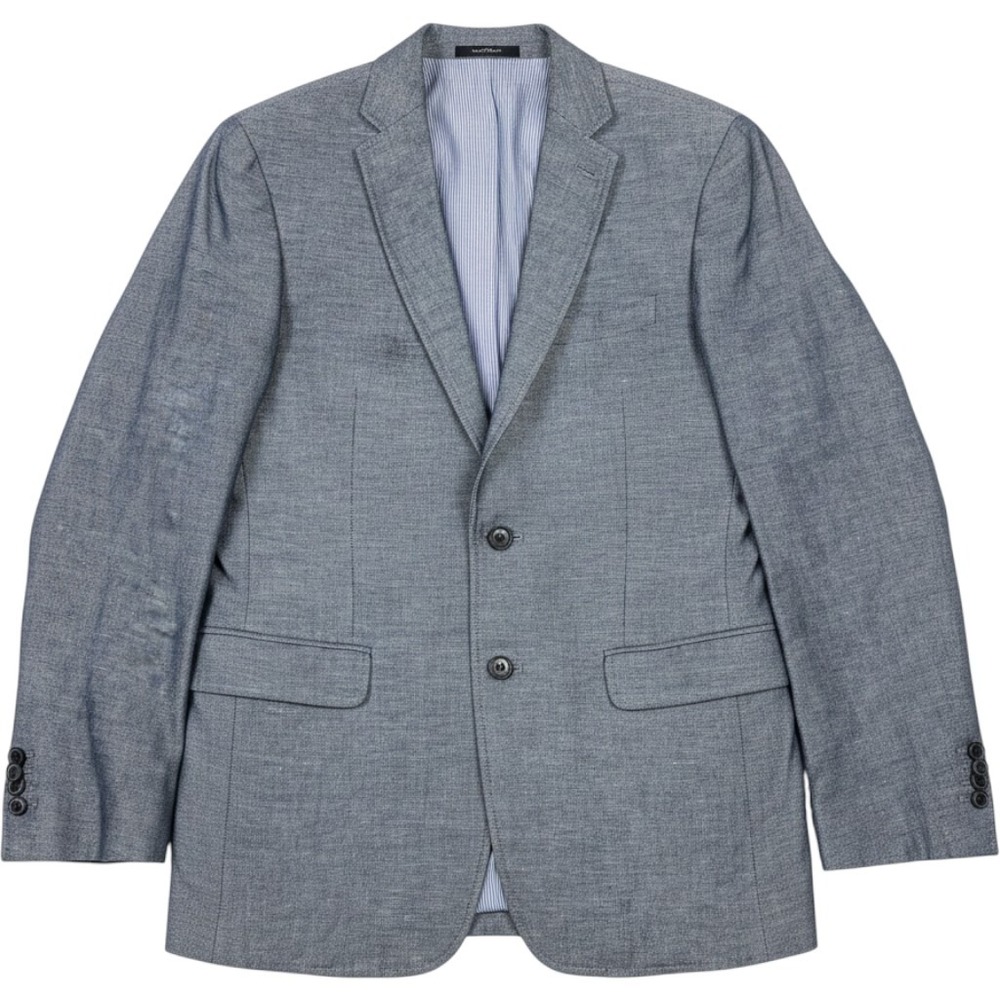 Banana Republic Linen Blend Blazer‎ Mens 38R Gray Cotton Jacket Lined Vented